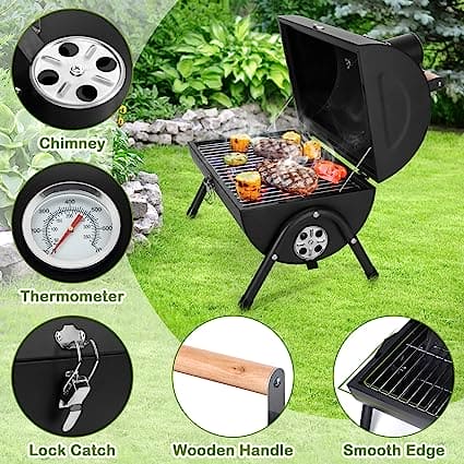 Round Folding BBQ Grill, Outdoor Tabletop Barbecue Grill, Multifunctional Portable Charcoal Grill, Compact Camping Grills for Outdoor Cooking, Smokey Charcoal Grill, Small Charcoal BBQ Grill Kitchen Cooking Tools, Counter Top Double Sided BBQ Oven Round Folding BBQ Grill, Outdoor Tabletop Barbecue Grill, Multifunctional Portable Charcoal Grill, Compact Camping Grills for Outdoor Cooking, Smokey Charcoal Grill, Small Charcoal BBQ Grill Kitchen Cooking Tools, Counter Top Double Sided BBQ Oven
